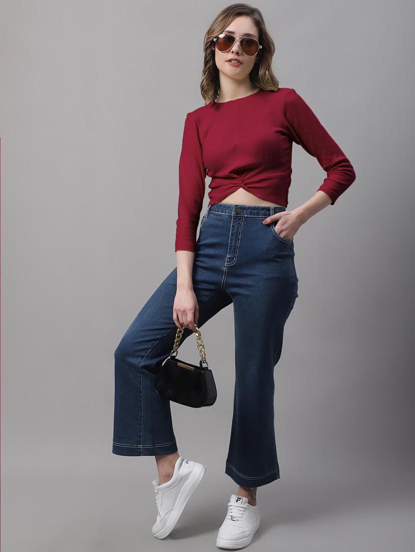 women's crop round neck top - 19986168 - Standard Image - 3