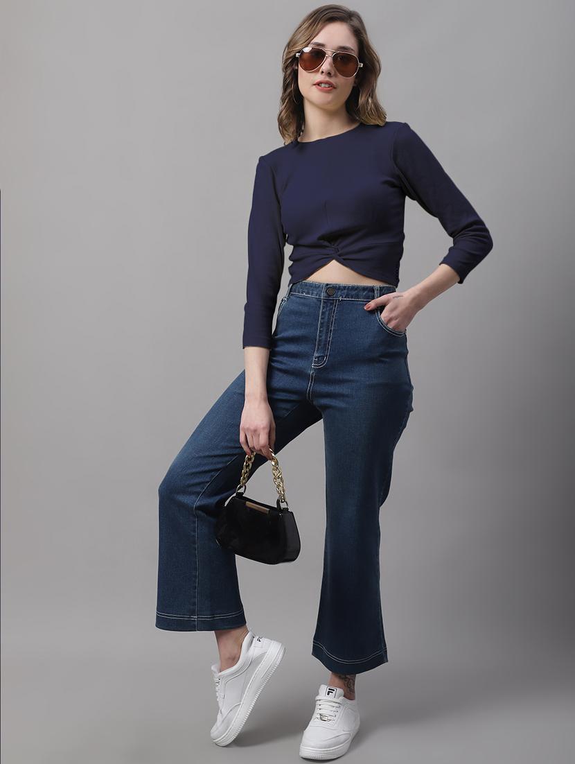 women's crop round neck top - 19986170 - Standard Image - 3