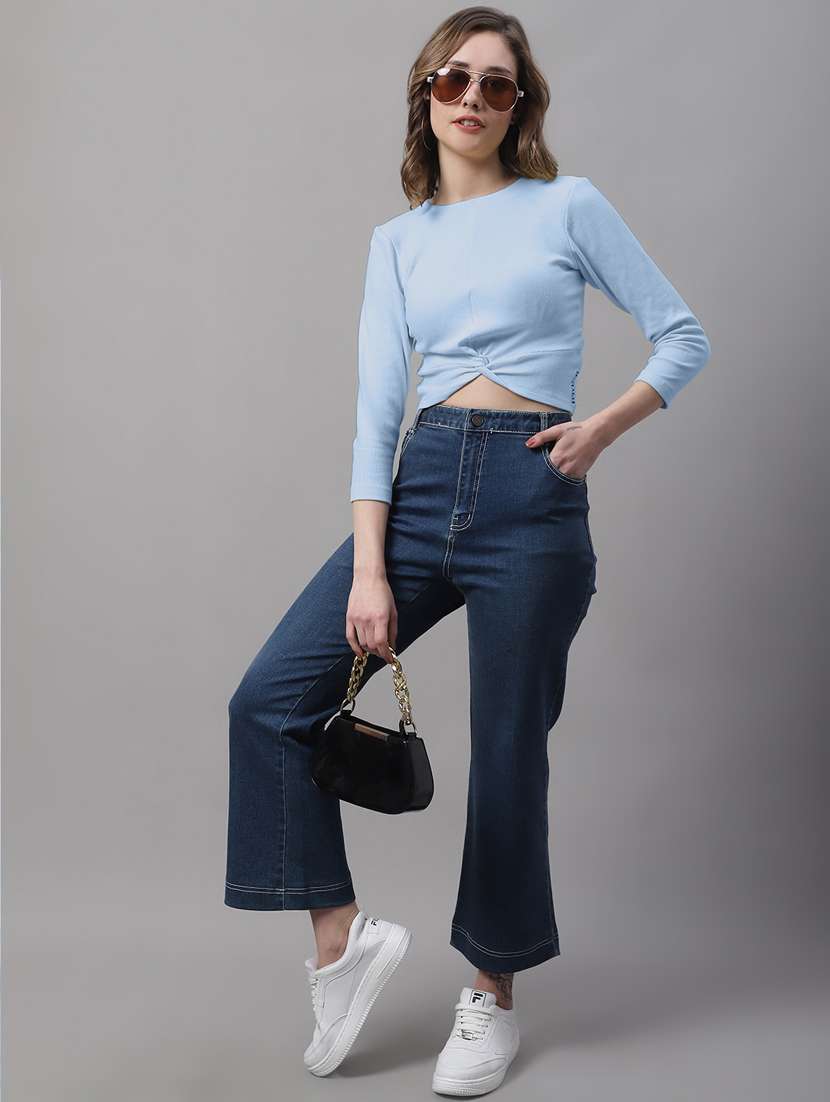 women's crop round neck top - 19986172 - Standard Image - 3