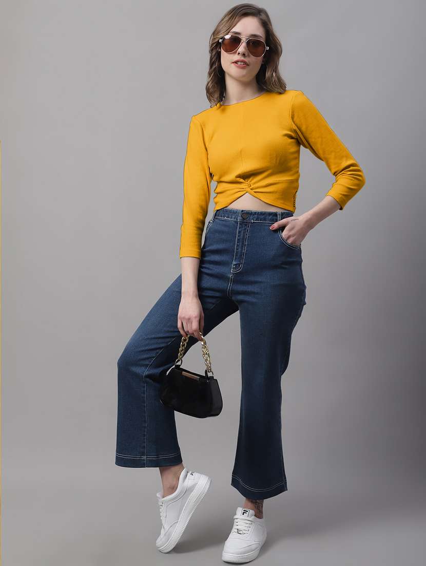 women's crop round neck top - 19986173 - Standard Image - 3