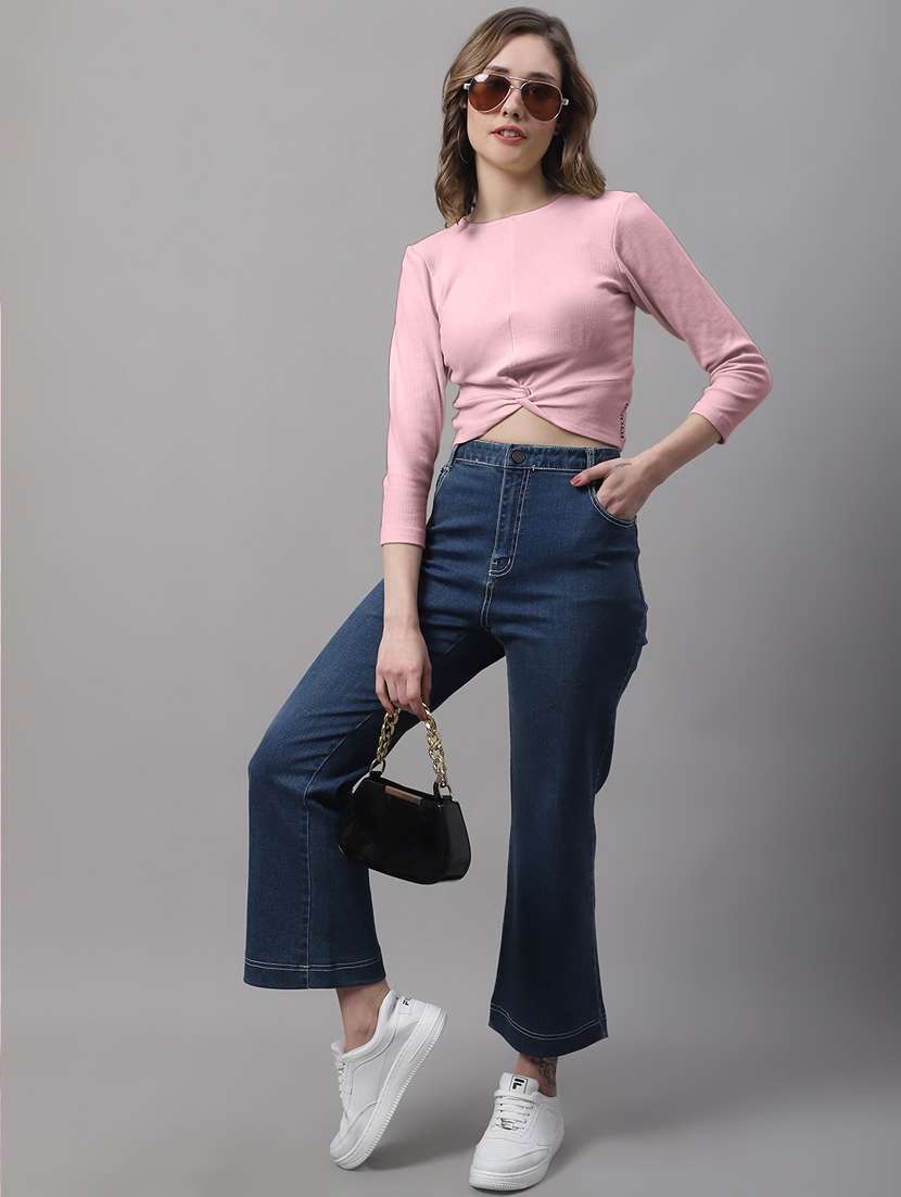 women's crop round neck top - 19986174 - Standard Image - 3