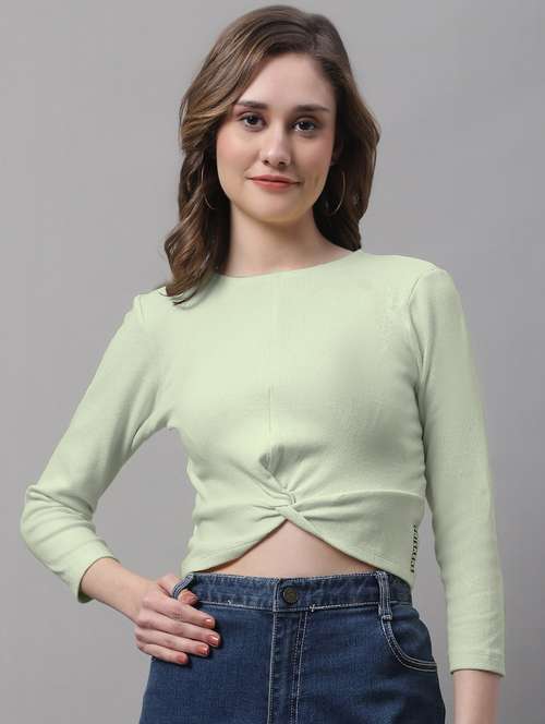 women's crop round neck top - 19986175 -  Standard Image - 0