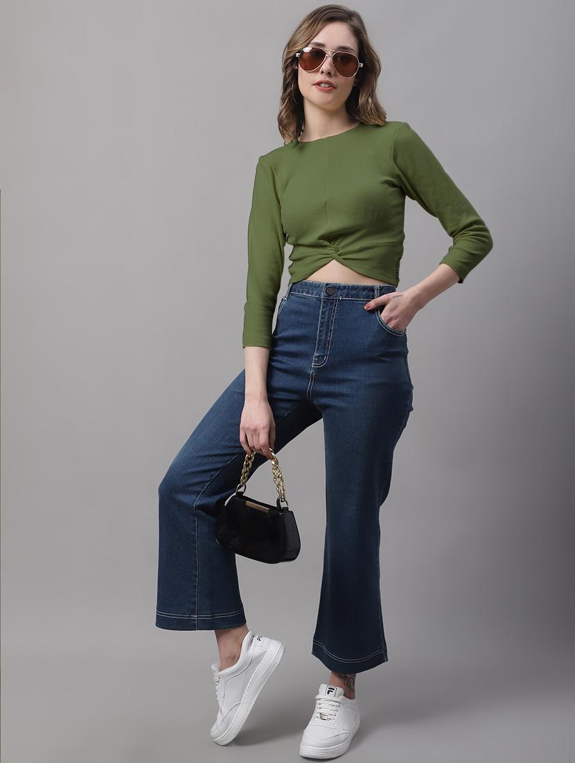 women's crop round neck top - 19986176 - Standard Image - 3