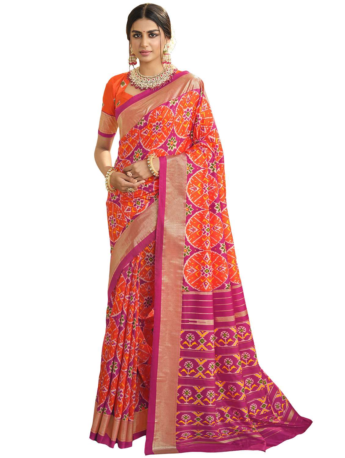 printed saree with blouse piece - 19986183 - Zoom Image - 0