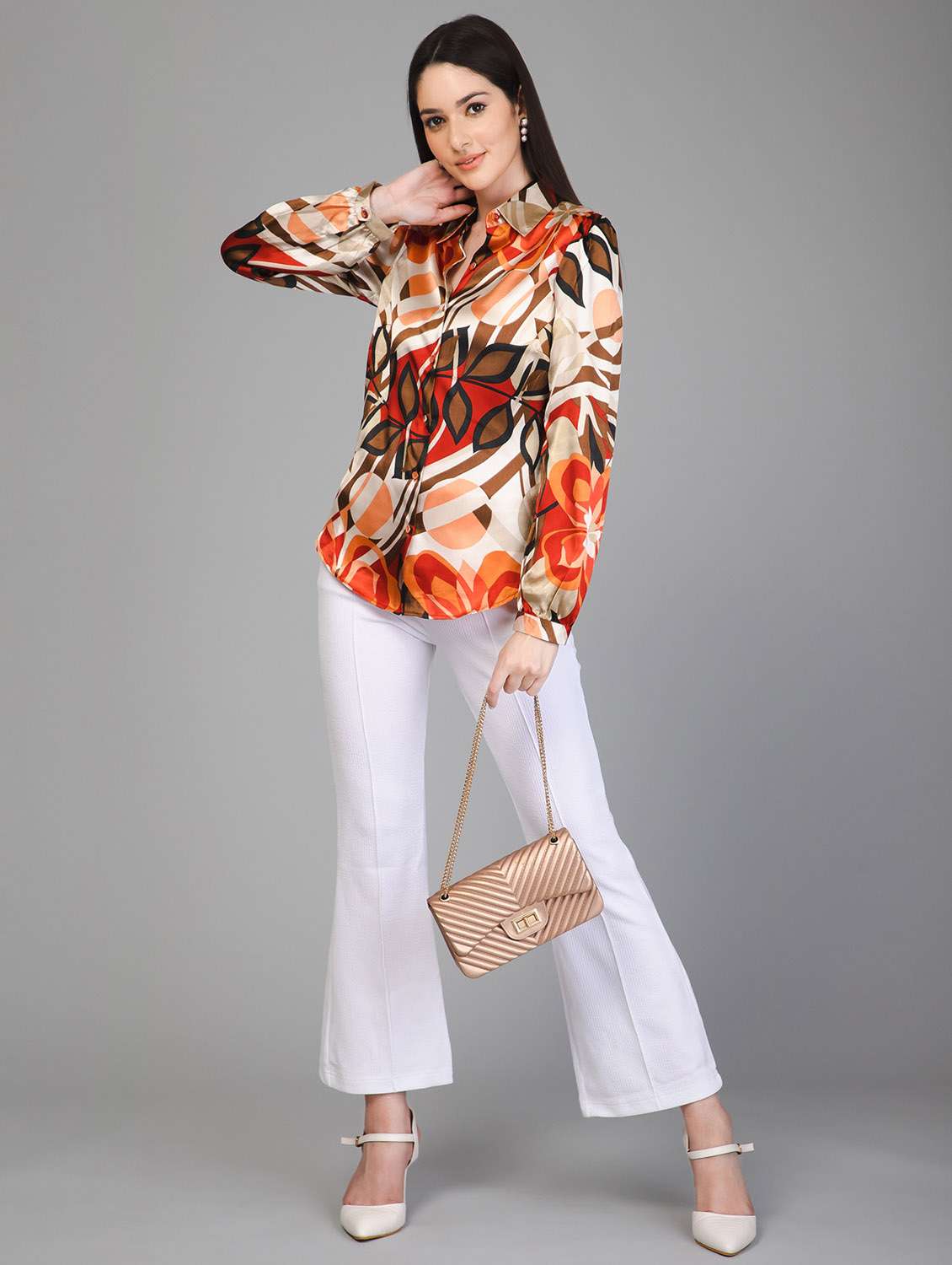 multi colored abstract print long sleeves regular shirt - 19986594 - Standard Image - 5