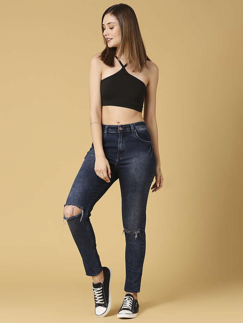 women's slash knee slim fit jeans - 19987168 -  Standard Image - 3