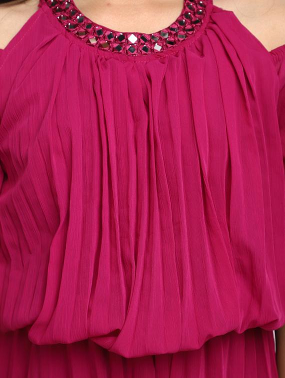 girls round neck cold shoulder frock - 19988008 - Standard Image - 3