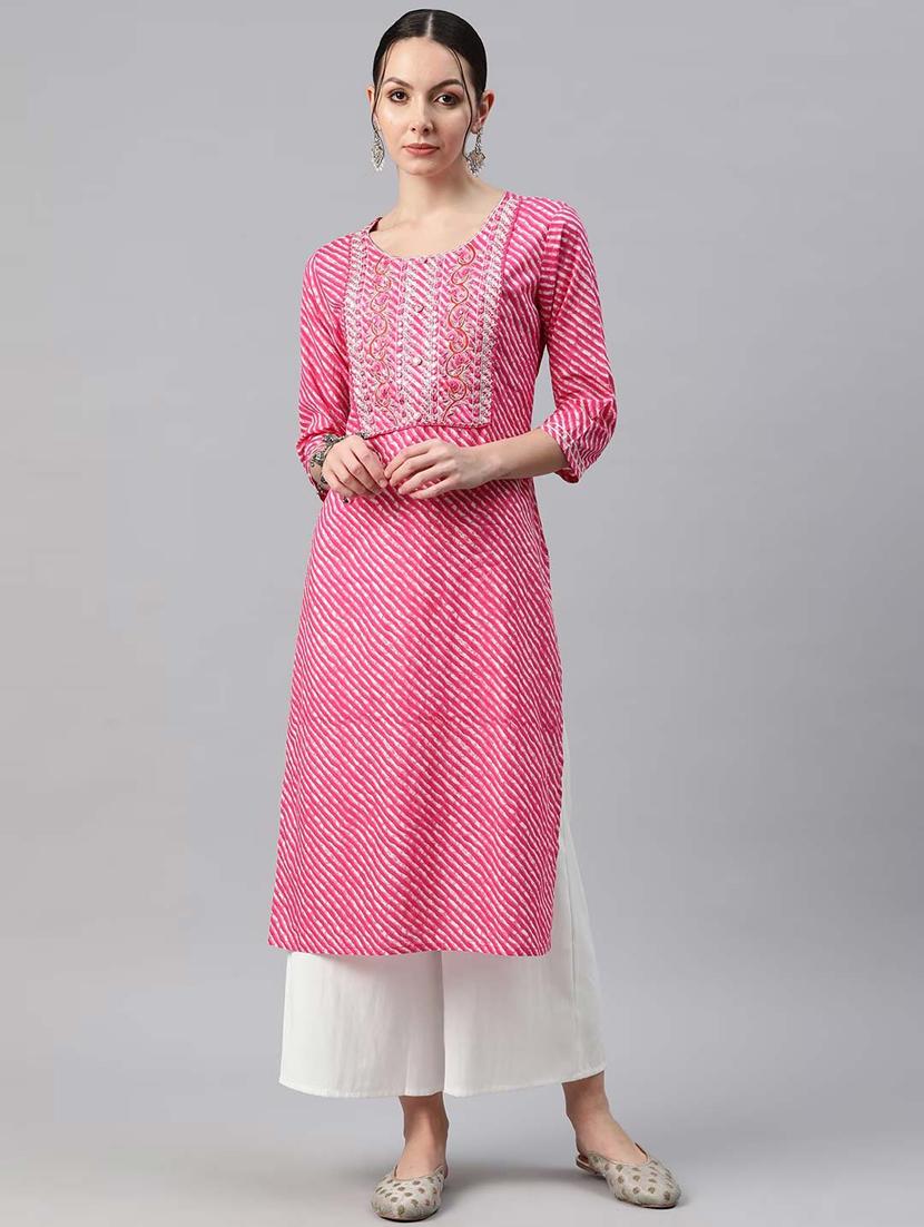 Short Length Kurta In Blue Leheriya Print | cotrasworld