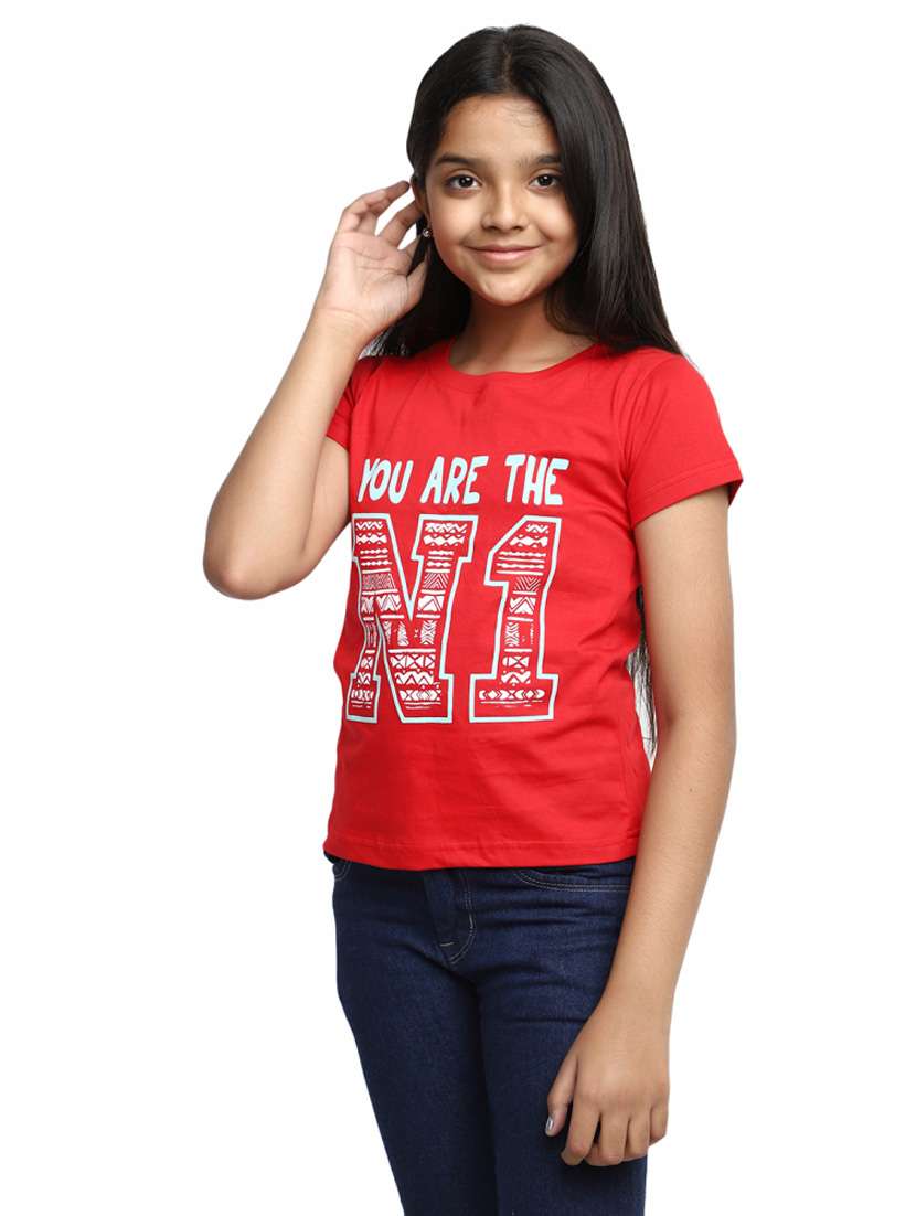 girls printed cotton regular tee