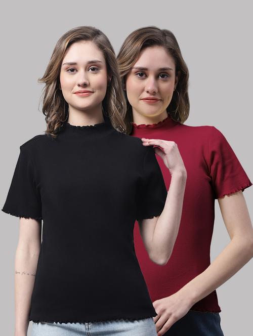 pack of solid mock neck tops - 19989826 -  Standard Image - 0
