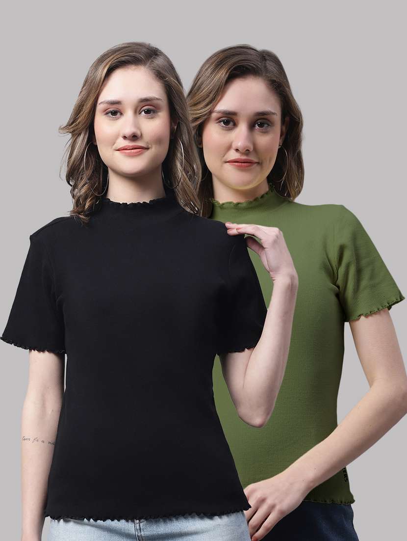 pack of solid mock neck tops