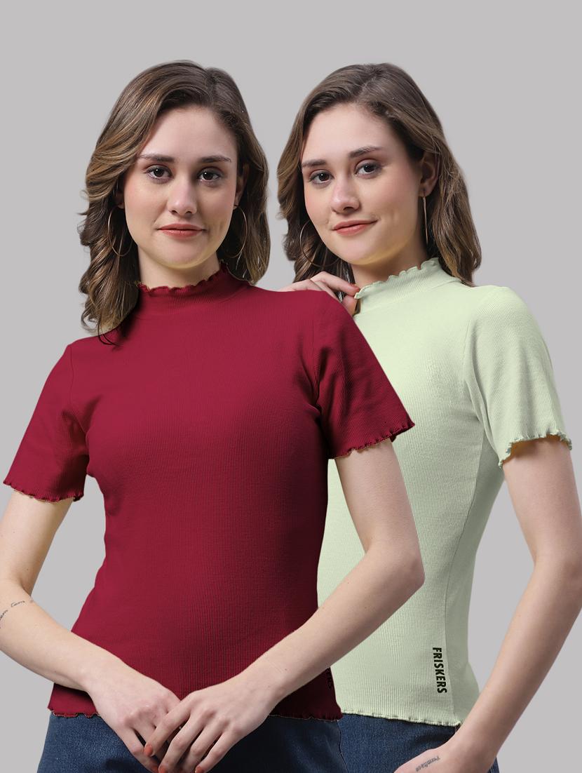 pack of solid mock neck tops - 19989883 -  Zoom Image - 0