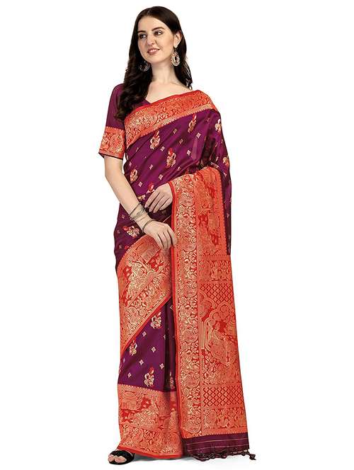 women's banarasi saree with blouse - 19991989 -  Standard Image - 0