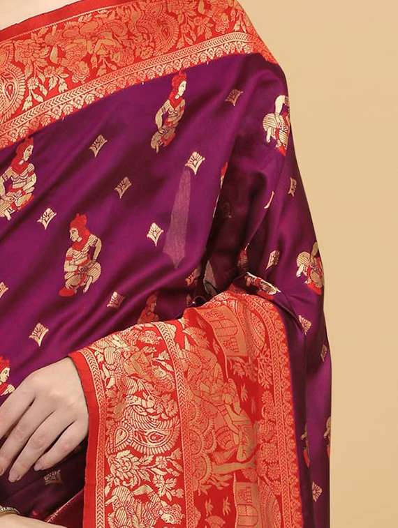 women's banarasi saree with blouse - 19991989 - Standard Image - 3