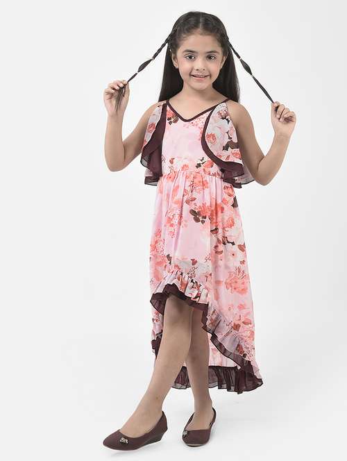 girls v neck cold shoulder frock - 19992259 -  Standard Image - 0
