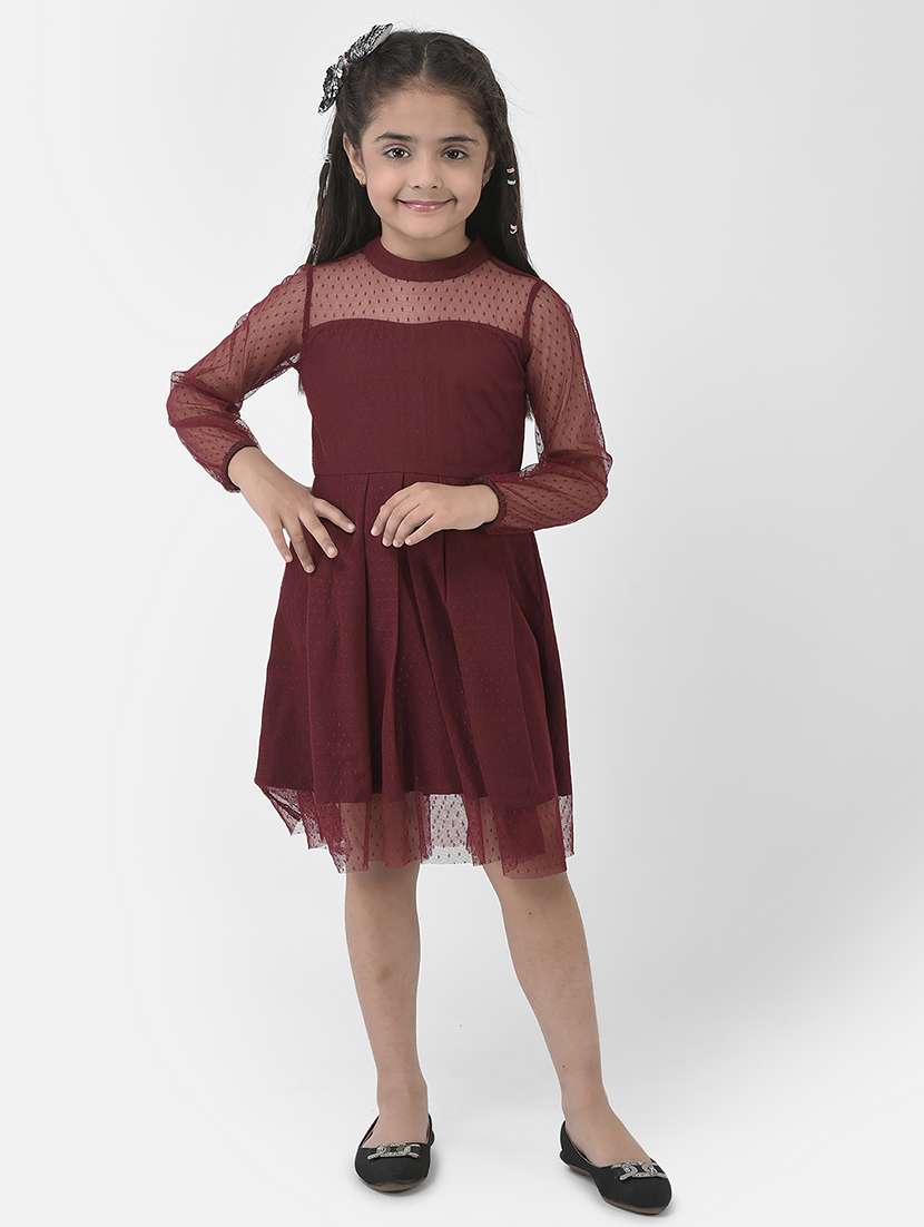 girls round neck long sleeves frock