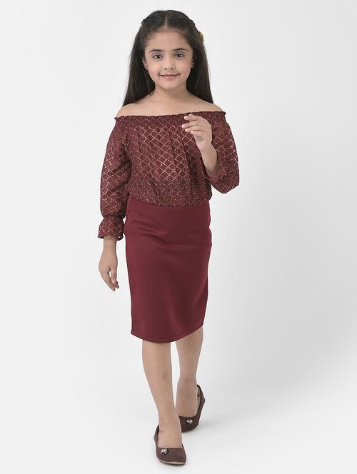 girls off shoulder long sleeves frock - 19992263 -  Standard Image - 0