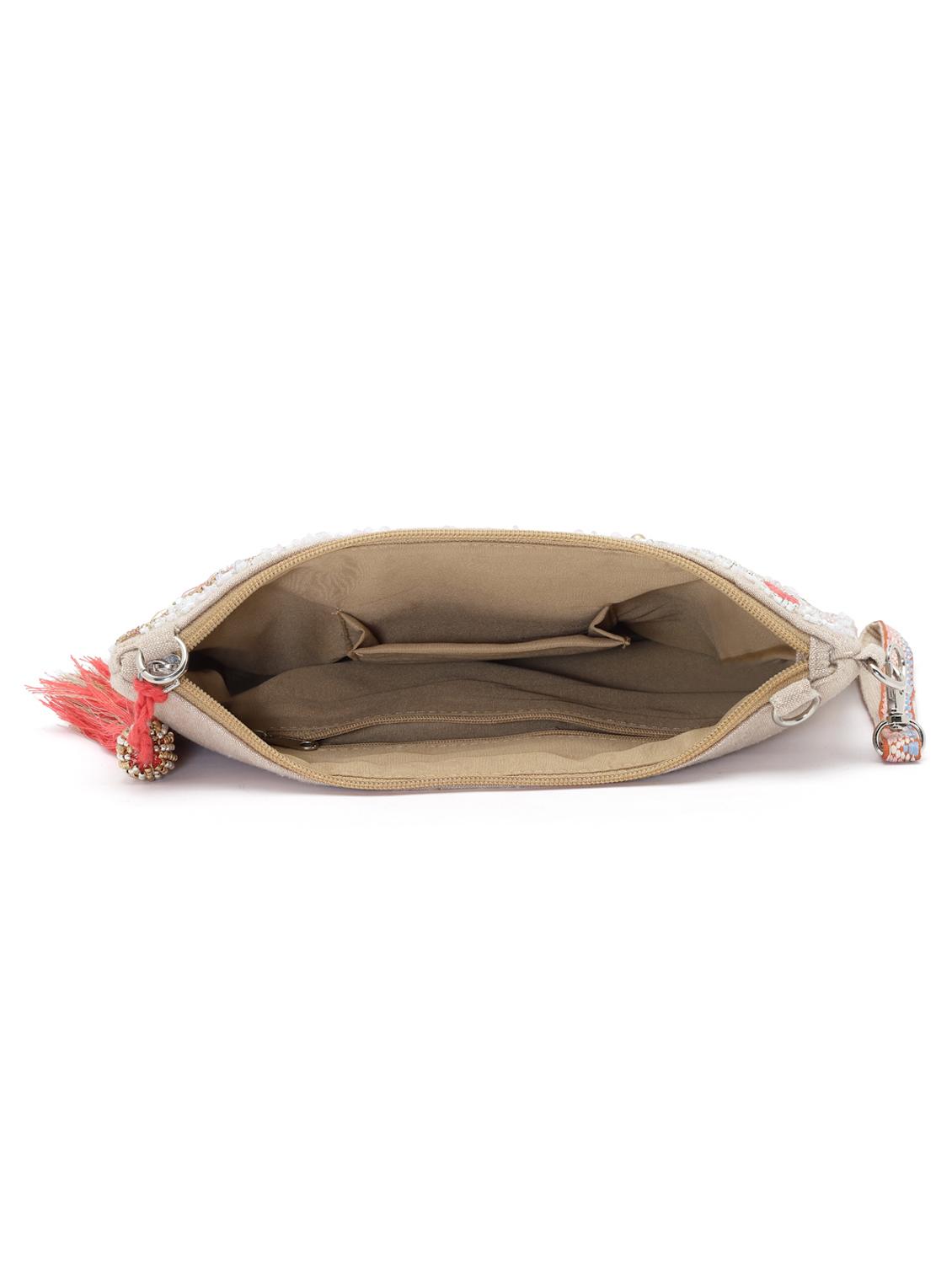 gold cotton sling bag - 19992319 - Standard Image - 3
