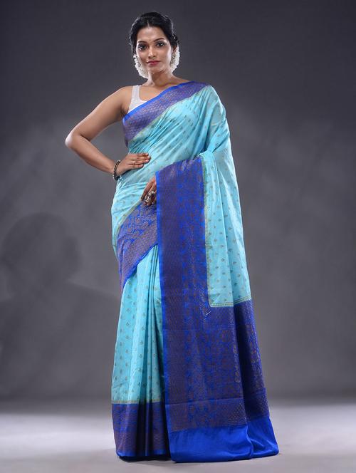 blue silk saree with blouse - 19992943 -  Standard Image - 0