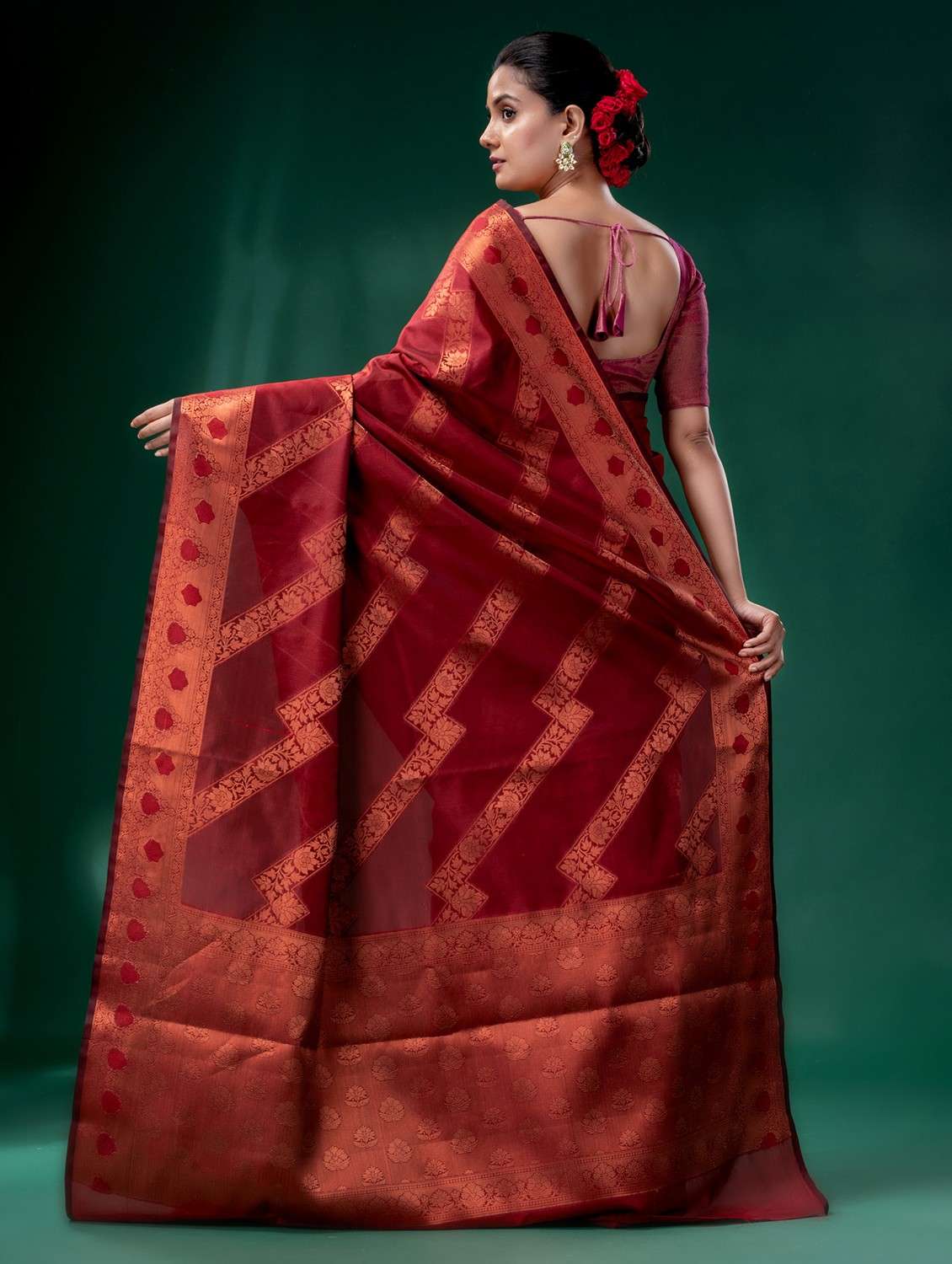 women's banarasi saree with blouse - 19993223 -  Standard Image - 3