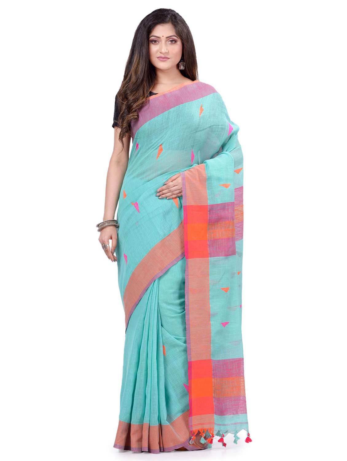 women's self design light blue colored saree with blouse - 19994401 -  Zoom Image - 0