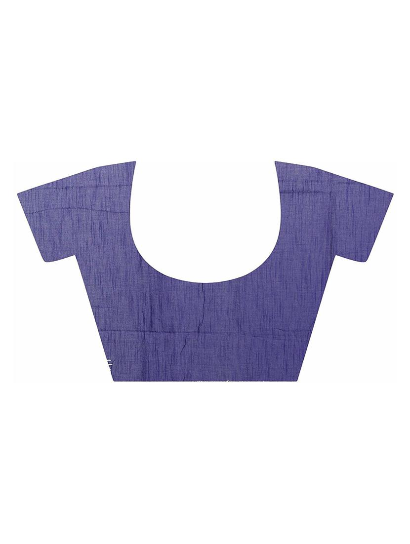 women's bordered navy blue colored saree with blouse - 19994421 - Standard Image - 3