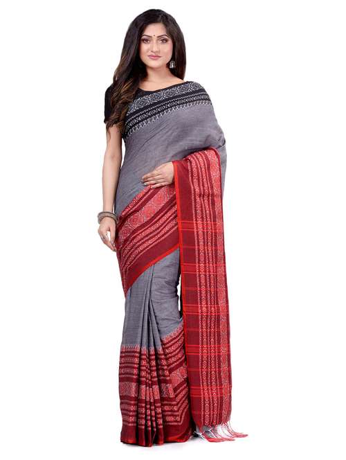 women's self design grey colored saree with blouse - 19994446 -  Standard Image - 0
