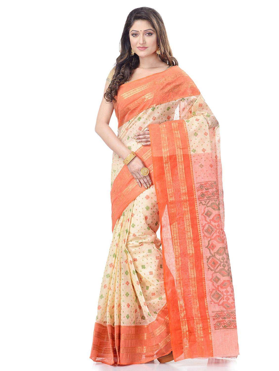 white cotton tant saree