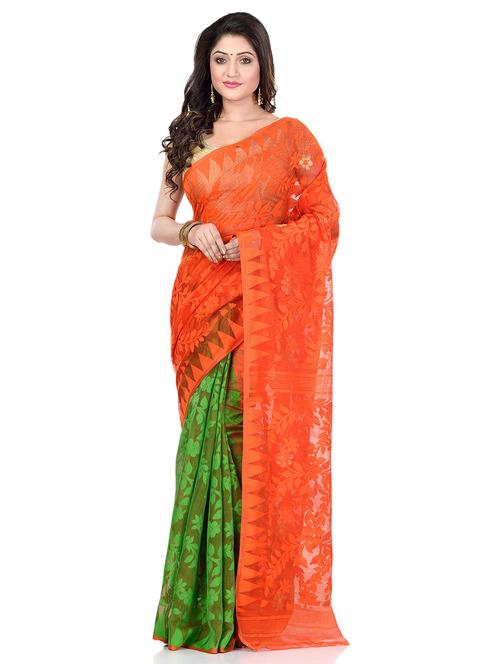 women's self design orange colored saree - 19994492 - Standard Image - 0