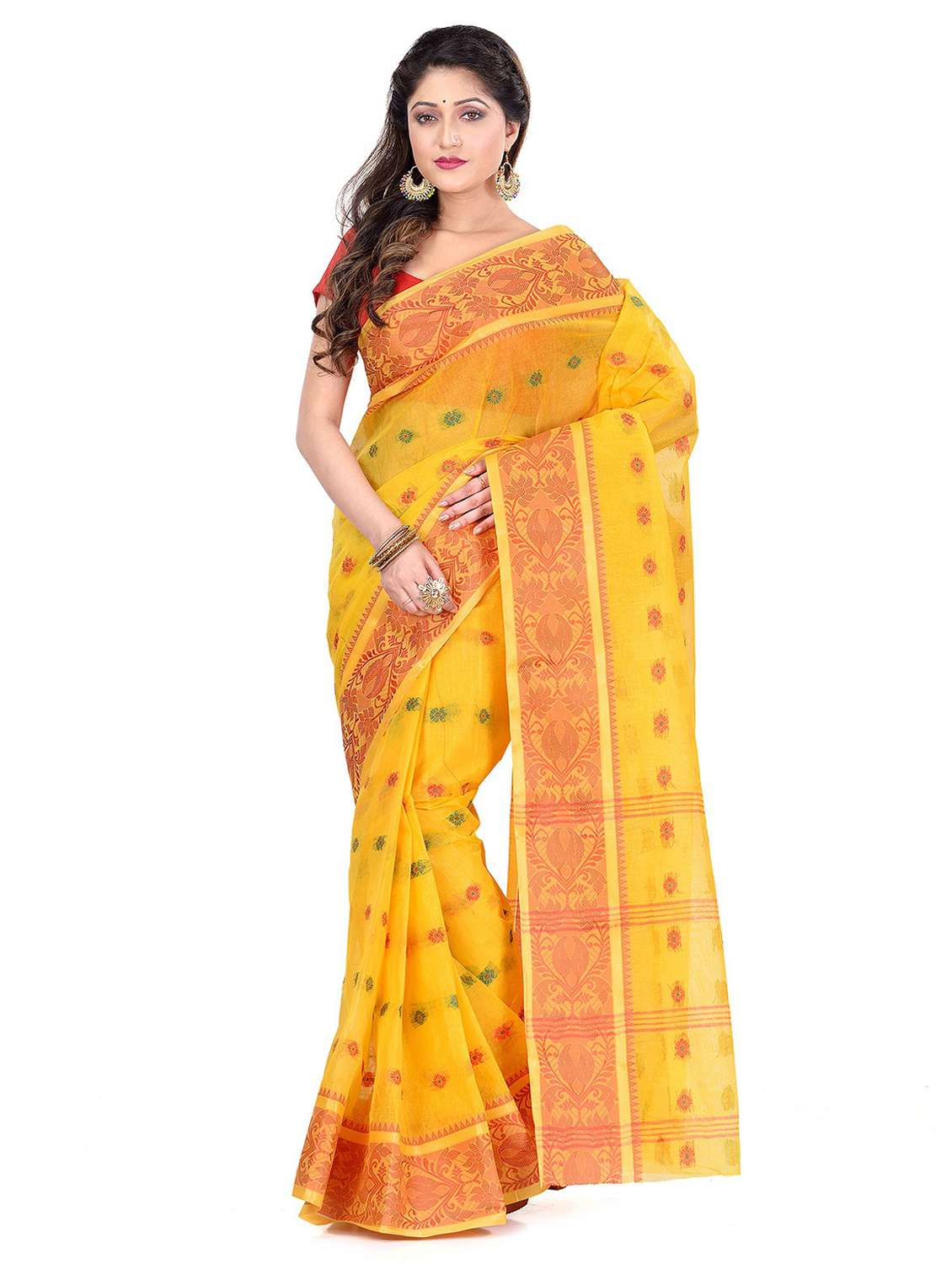 women's self design mustard colored saree - 19994494 -  Zoom Image - 0