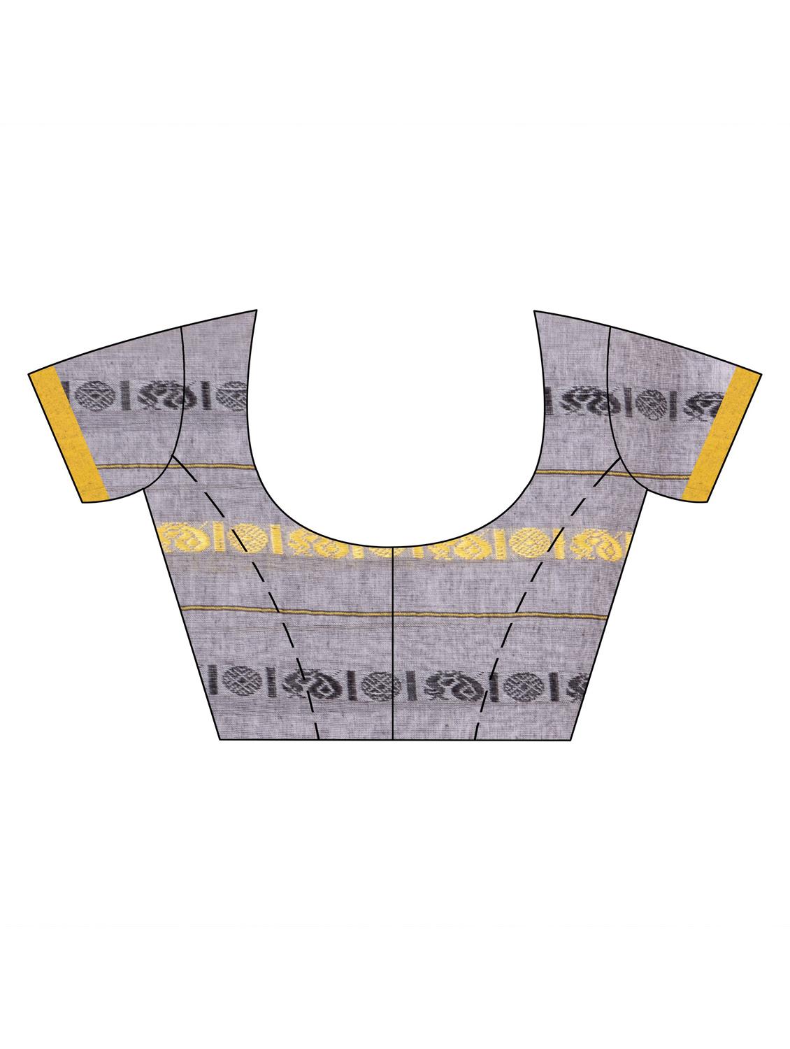 women's self design yellow colored saree with blouse - 19994509 - Standard Image - 3