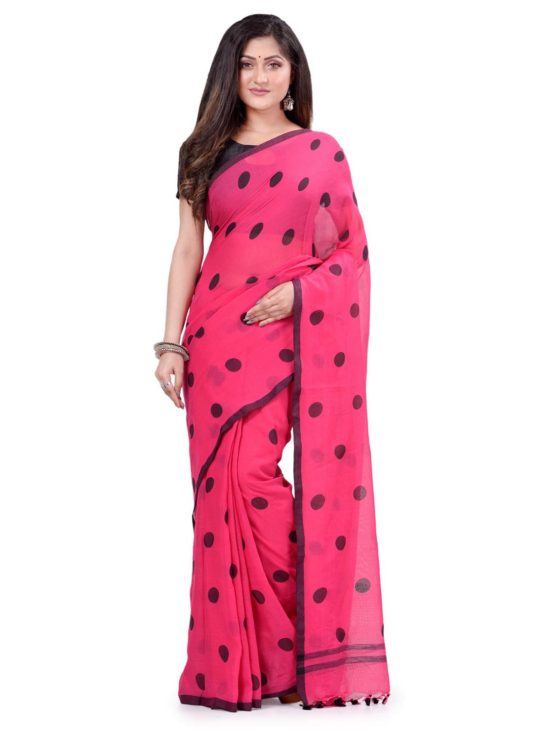 women's polka dots pink colored saree - 19994583 -  Zoom Image - 0