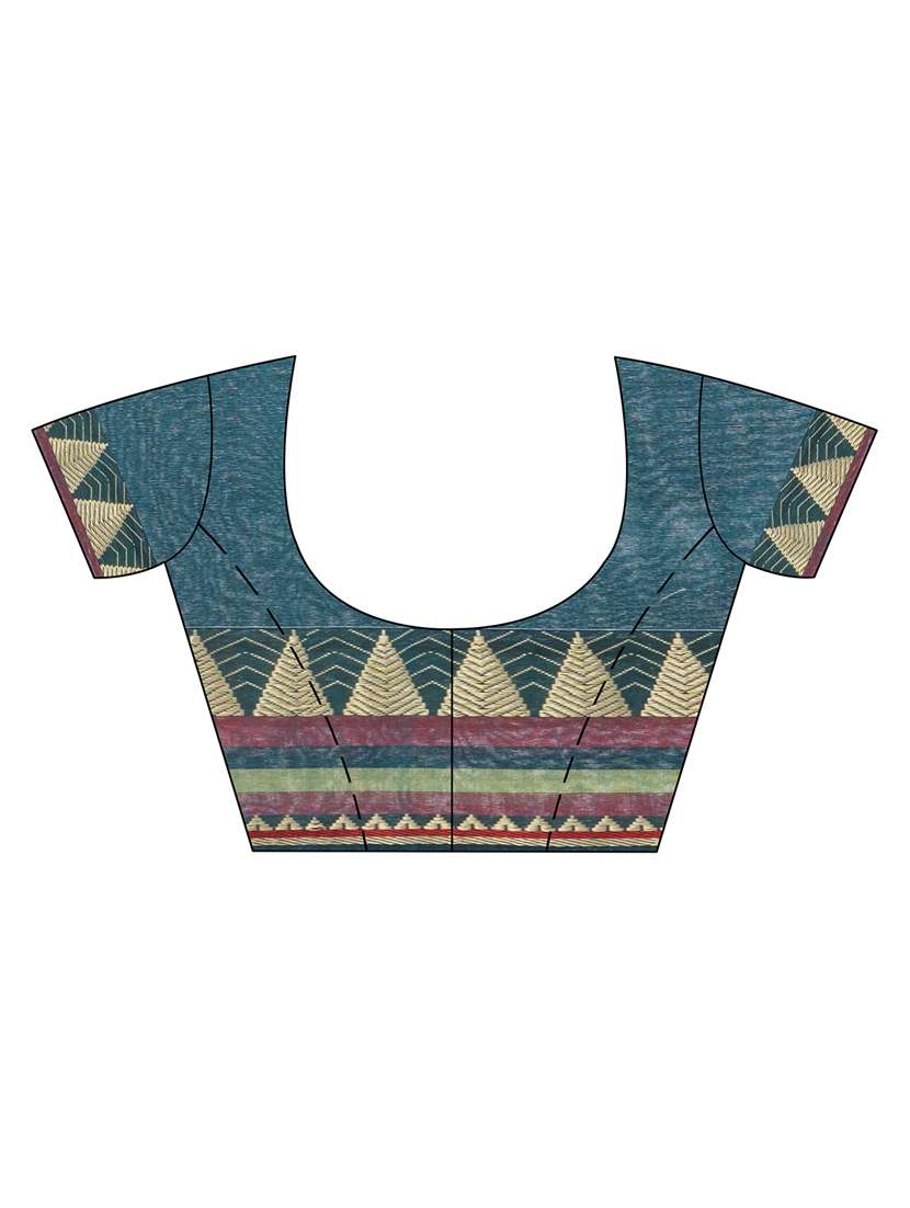 women's stripes indigo colored saree with blouse - 19994593 -  Standard Image - 3