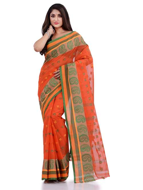 women's self design orange colored saree - 19994616 -  Standard Image - 0