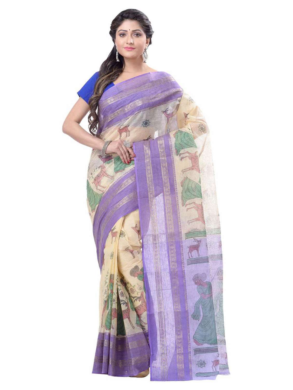 women's printed multi colored saree