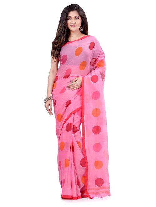 women's polka dots pink colored saree - 19994639 -  Standard Image - 0