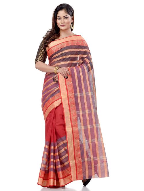 women's bordered red colored saree - 19994693 -  Standard Image - 0