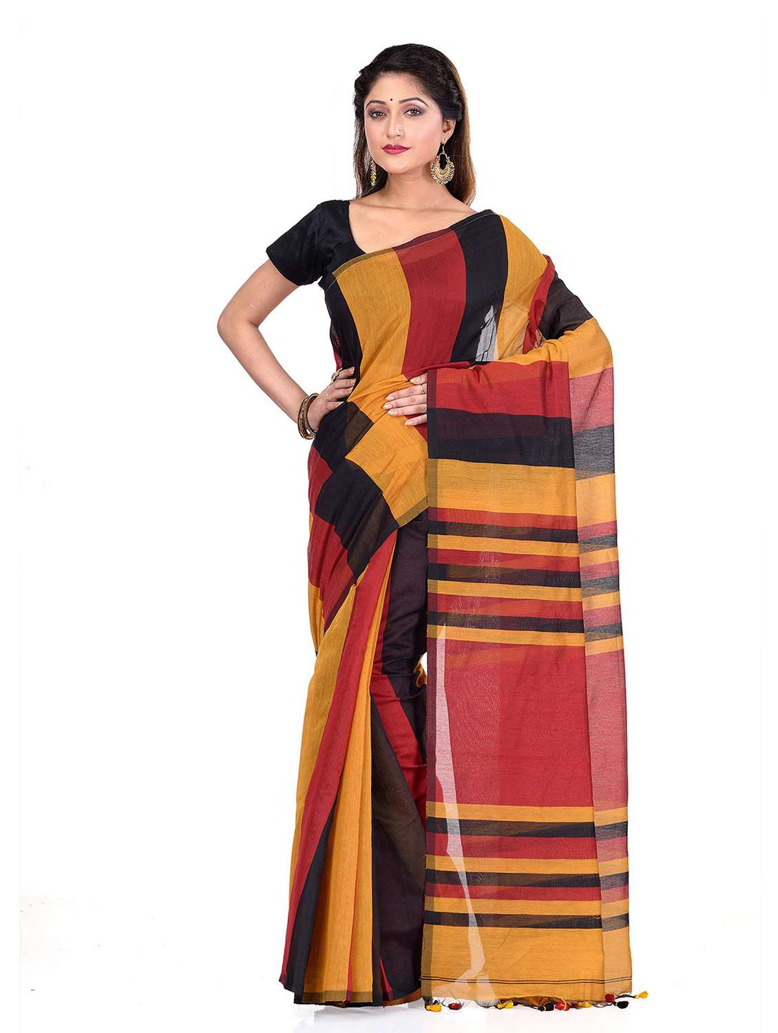 women's color block multi colored saree with blouse - 19994703 -  Zoom Image - 0