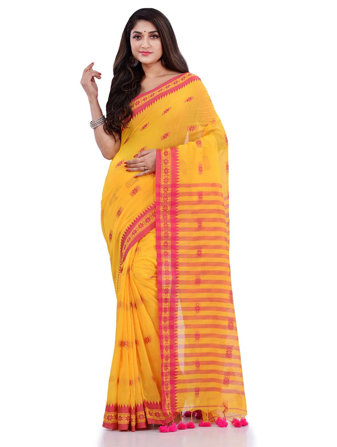 women's self design yellow colored saree with blouse - 19994705 -  Zoom Image - 0