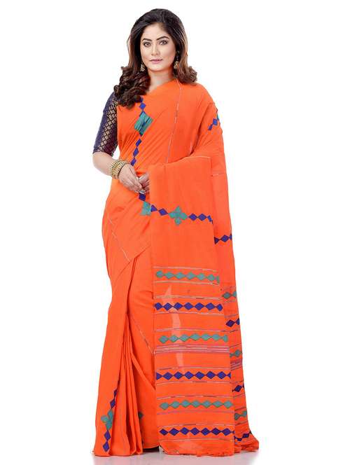 women's self design orange colored saree with blouse - 19994738 -  Standard Image - 0