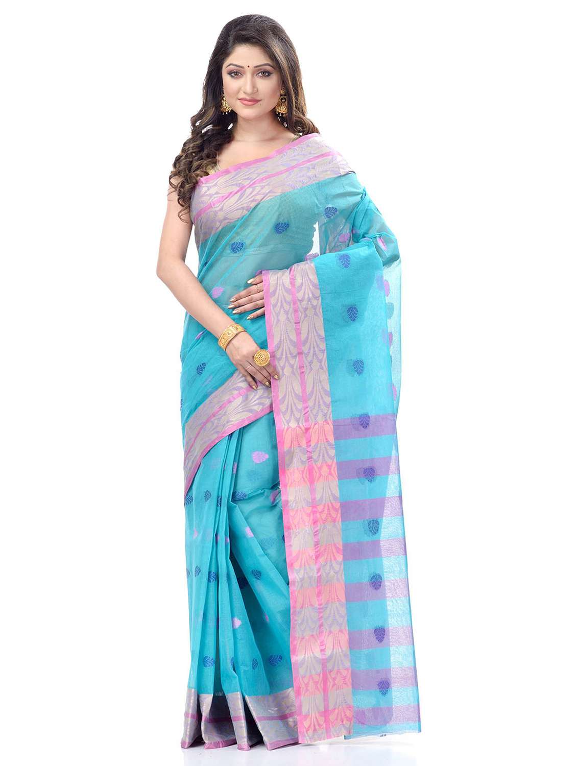 women's self design blue colored saree