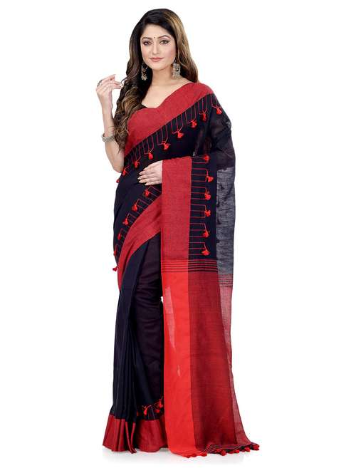 women's self design black colored saree with blouse - 19994873 - Standard Image - 0