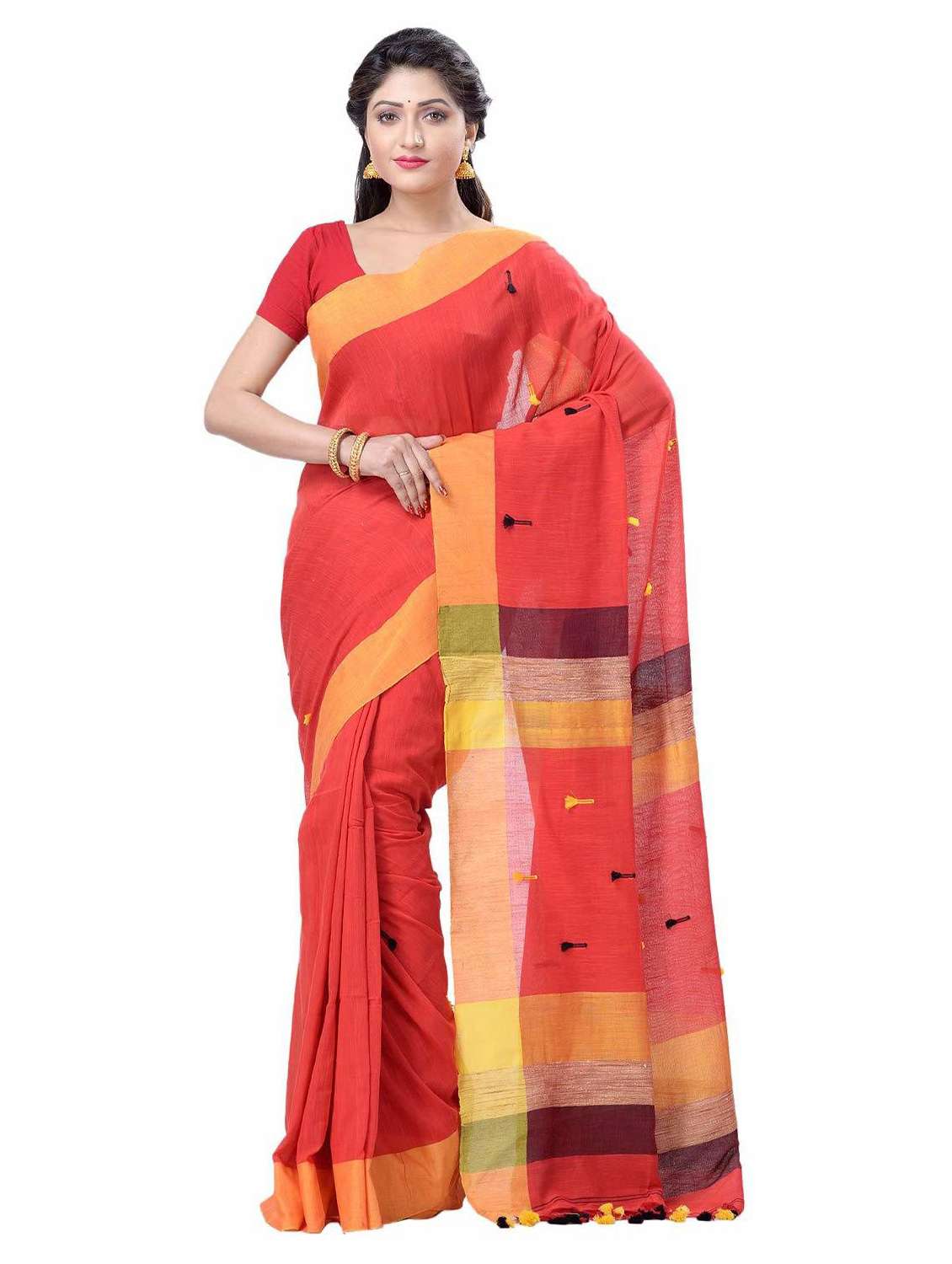 women's self design maroon colored saree with blouse