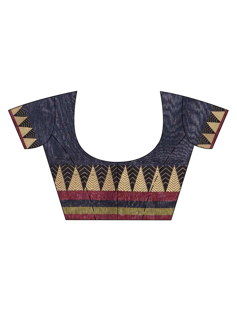 women's self design navy blue colored saree with blouse - 19994975 - Standard Image - 3