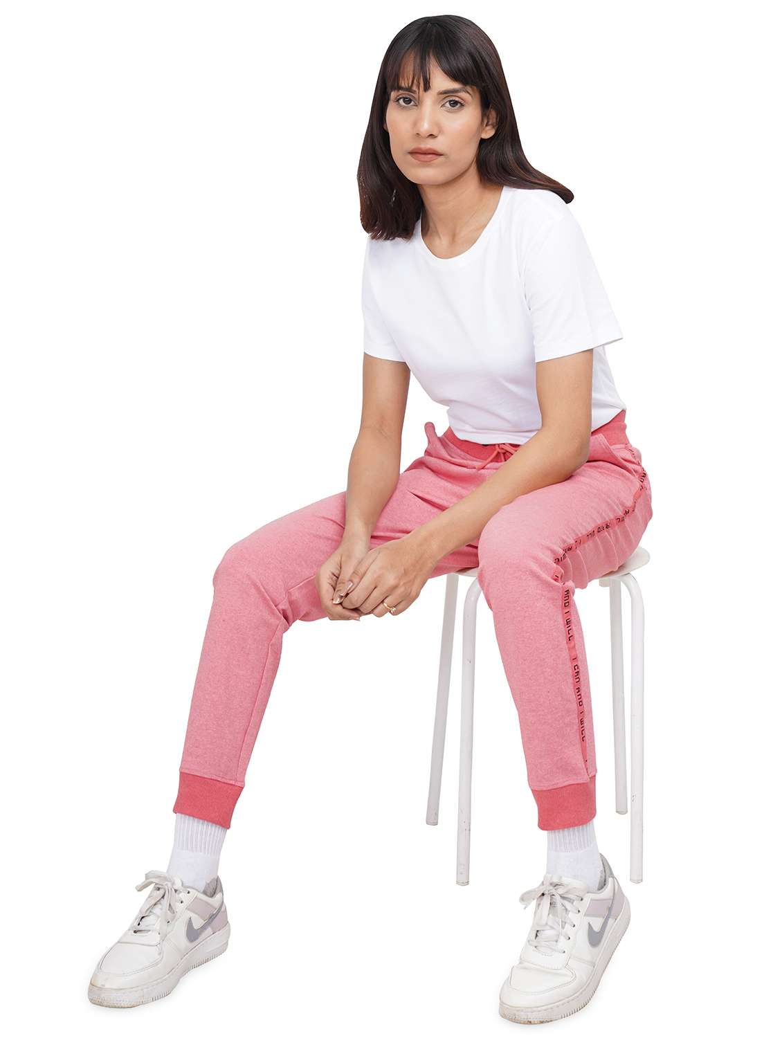 pink solid mid rise jogger - 19995331 - Standard Image - 3