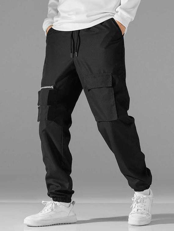 black cotton blend joggers