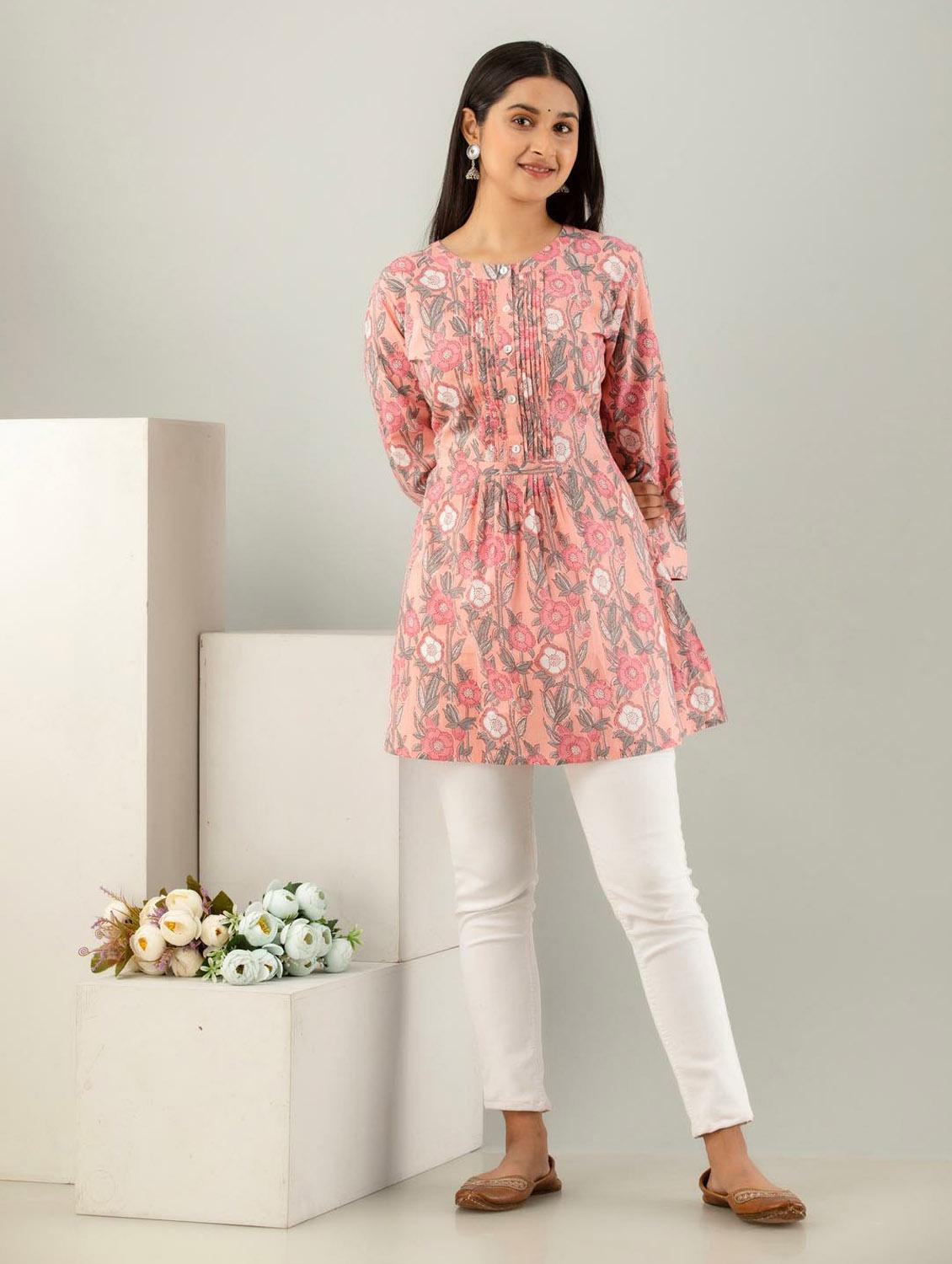 printed cotton short kurti - 19995582 - Standard Image - 3