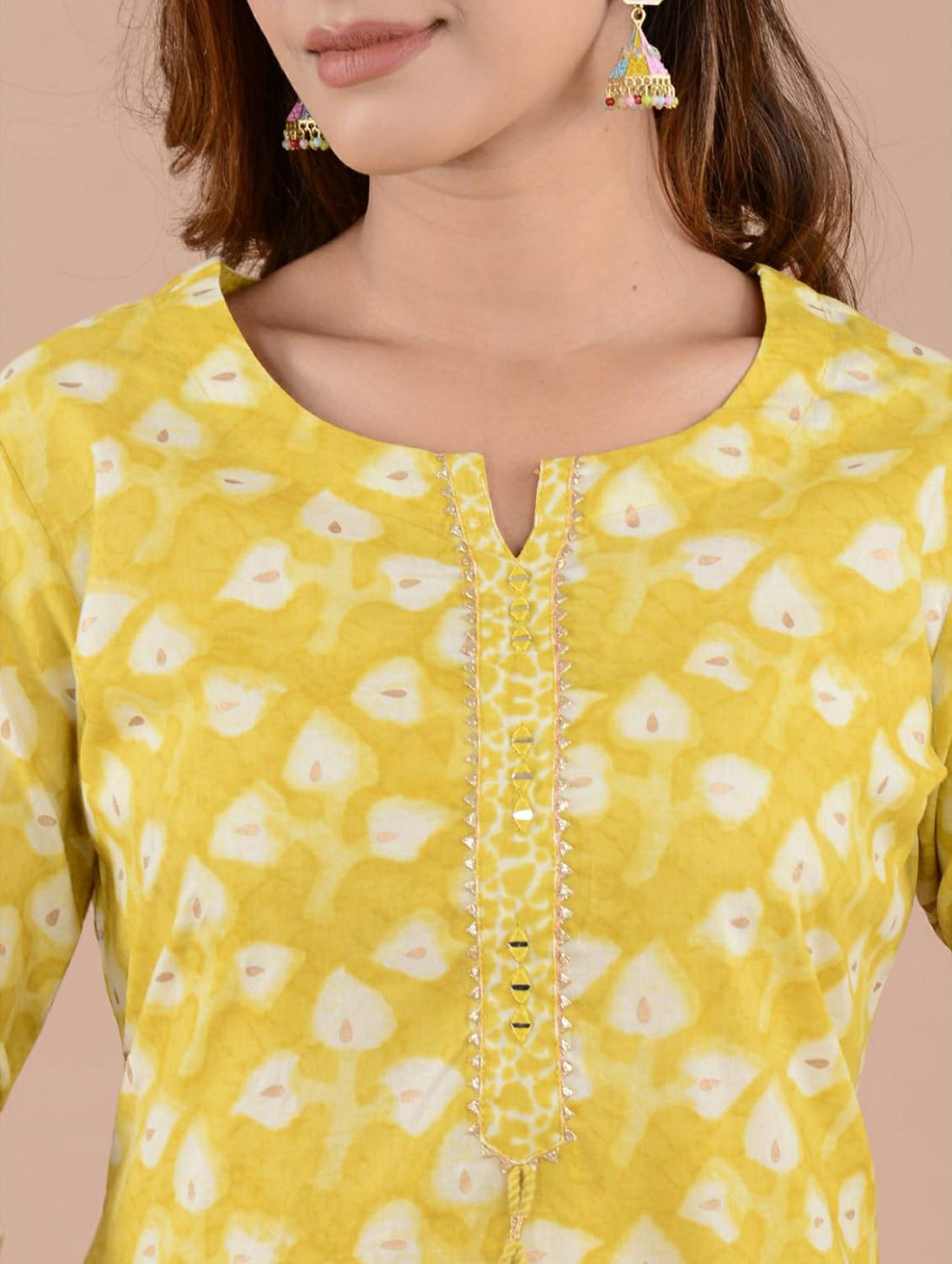 yellow printed three quarter sleeve kurta pant set with dupatta - 19995592 - Standard Image - 5