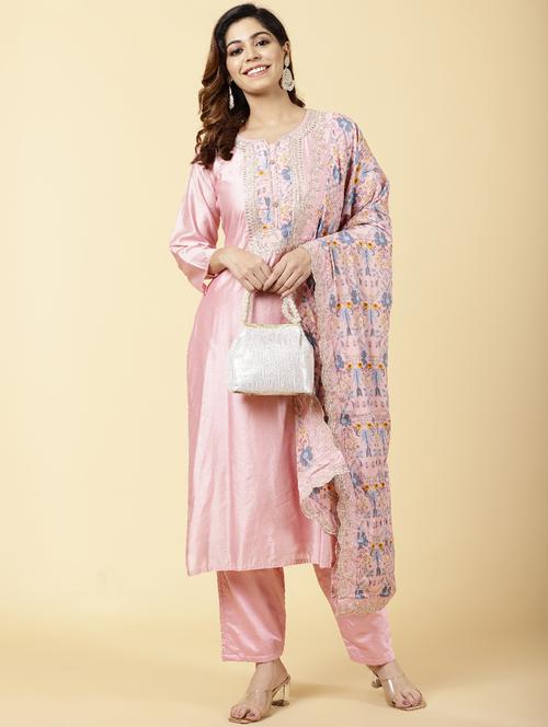 self design kurta palazzo set with dupatta - 19995596 -  Standard Image - 0