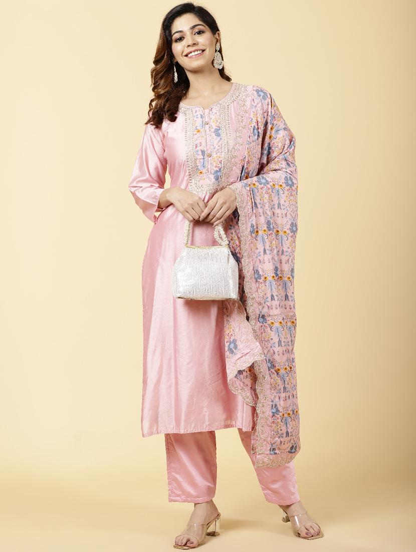 self design kurta palazzo set with dupatta - 19995596 -  Zoom Image - 0